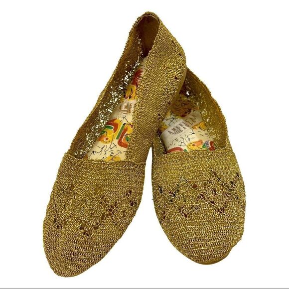 American Eagle Metallic Gold Woven Flats • Size 7 • NWOT - Picture 2 of 13